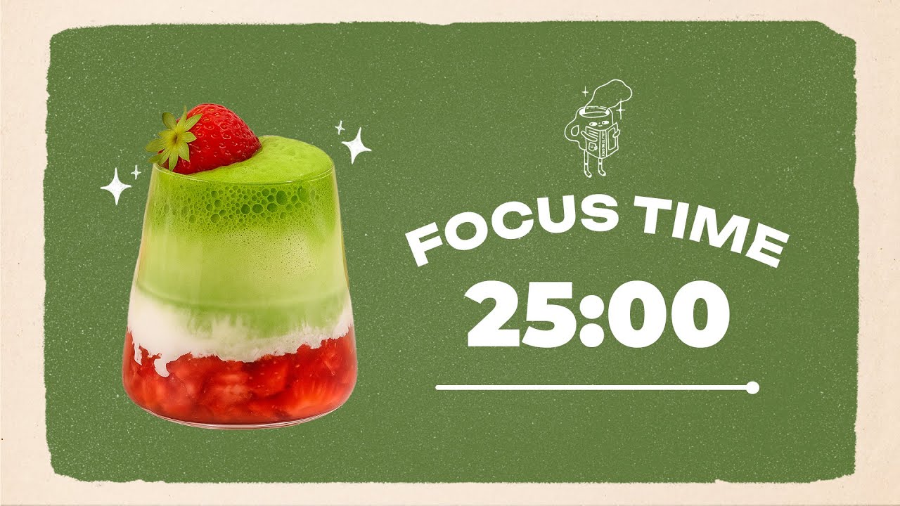 🍓 Study with Me | Strawberry Matcha Latte | 25/5 Timer | Lo-fi Beats 🎶 | 4 Hour Focus Session