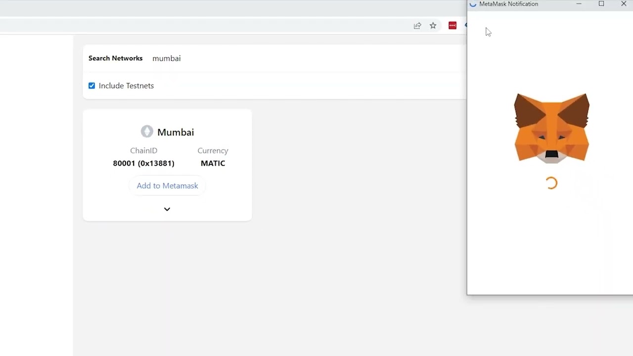 Configure Metamask to use test networks and switch to a test network