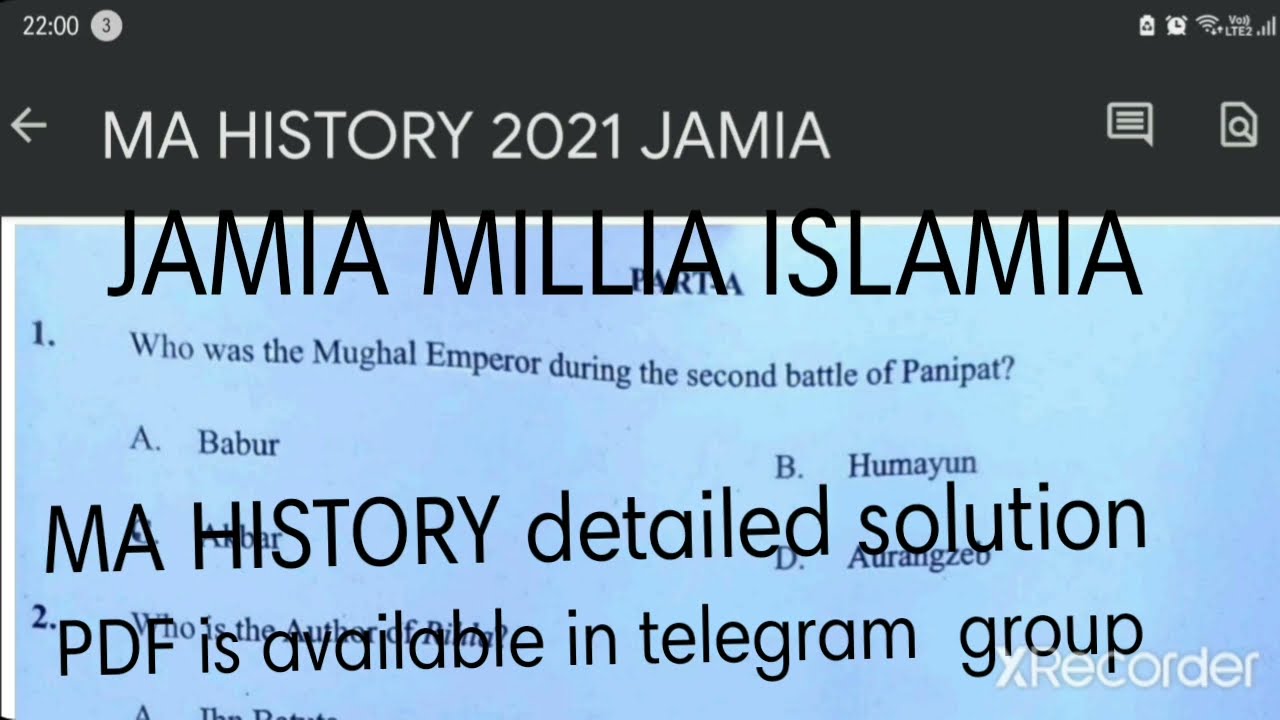 MA HISTORY SOLVED ENTRANCE QUESTION PAPER JAMIA 2021(Detailed Solution)with tricks,pdf is available.