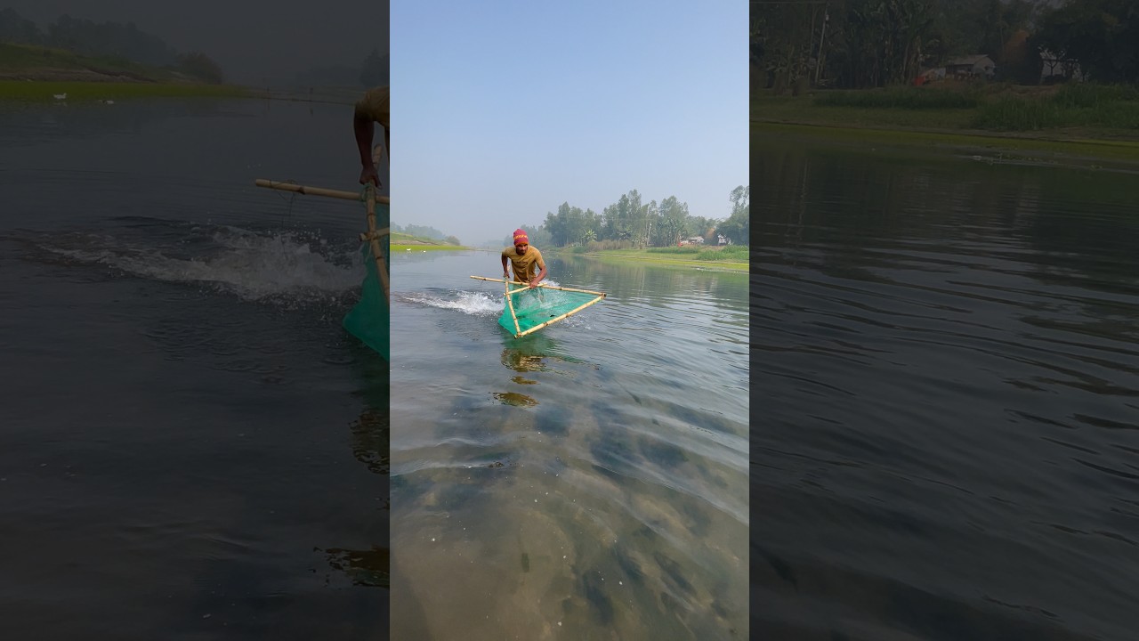 Amazing Boys Fishing in Traditional Village River 