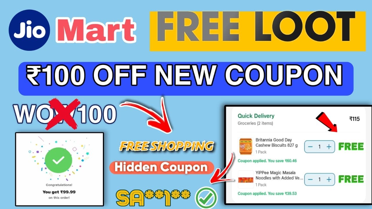 ₹100 FREE Shopping 😱 | JioMart New Coupon Code ₹100 OFF 🔥 | Old Account trick 💥