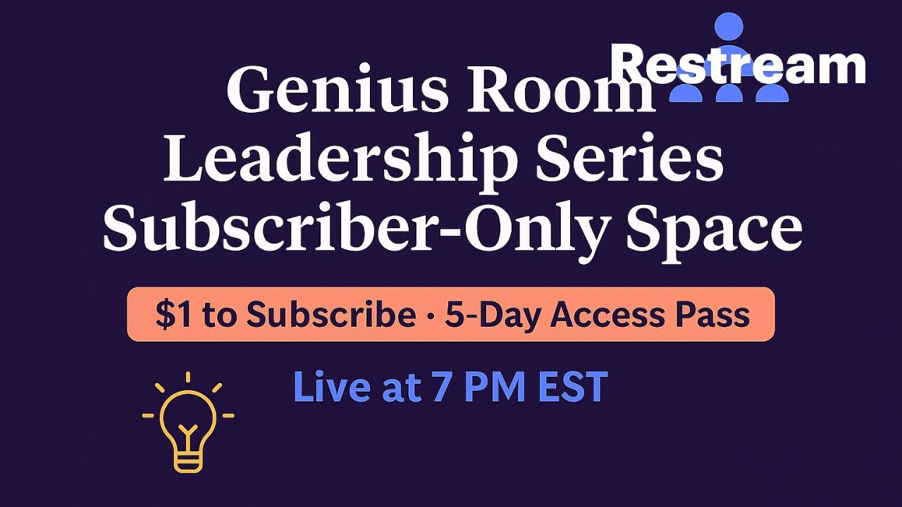 Genius Room Leadership Series: SIX Leadership Styles for Entreprenuers, CEO's, Founders,