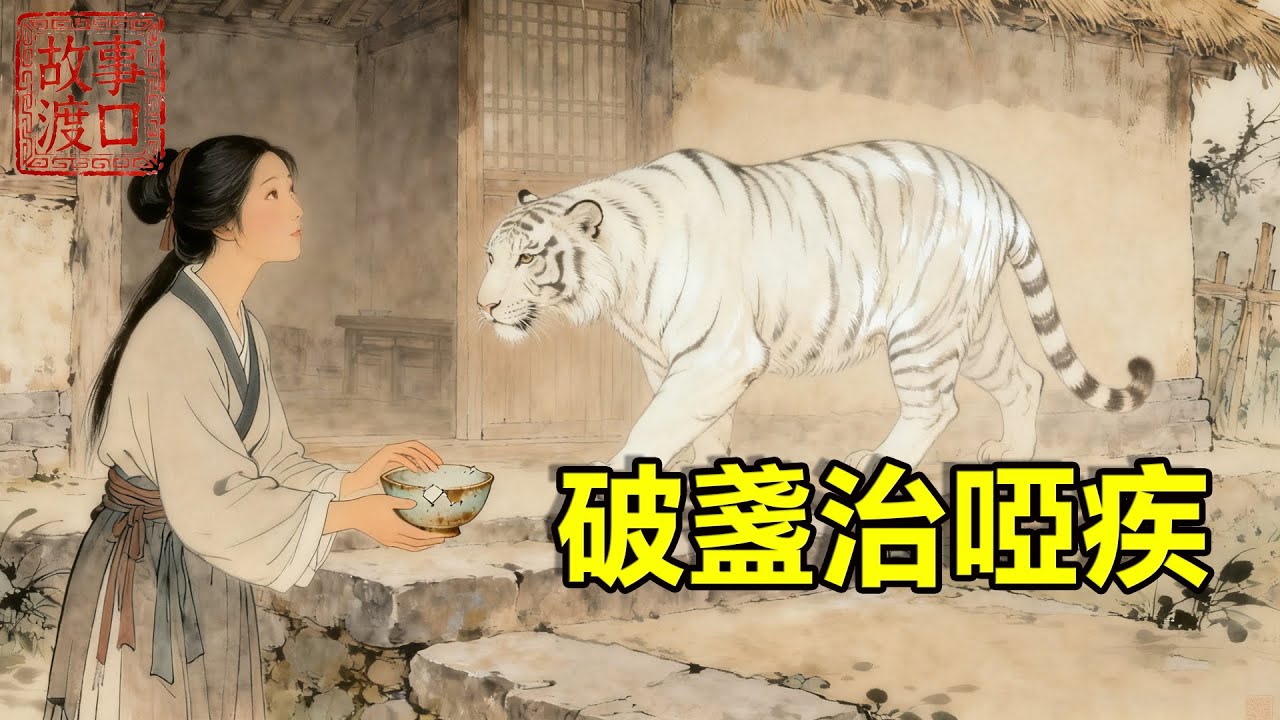 啞女撿回只受傷的白虎，耐心將它醫治好！白虎離開留下至破茶盞，傻女用它喝水，竟發出天籟之音！【故事渡口】#民間故事 #故事分享 #故事