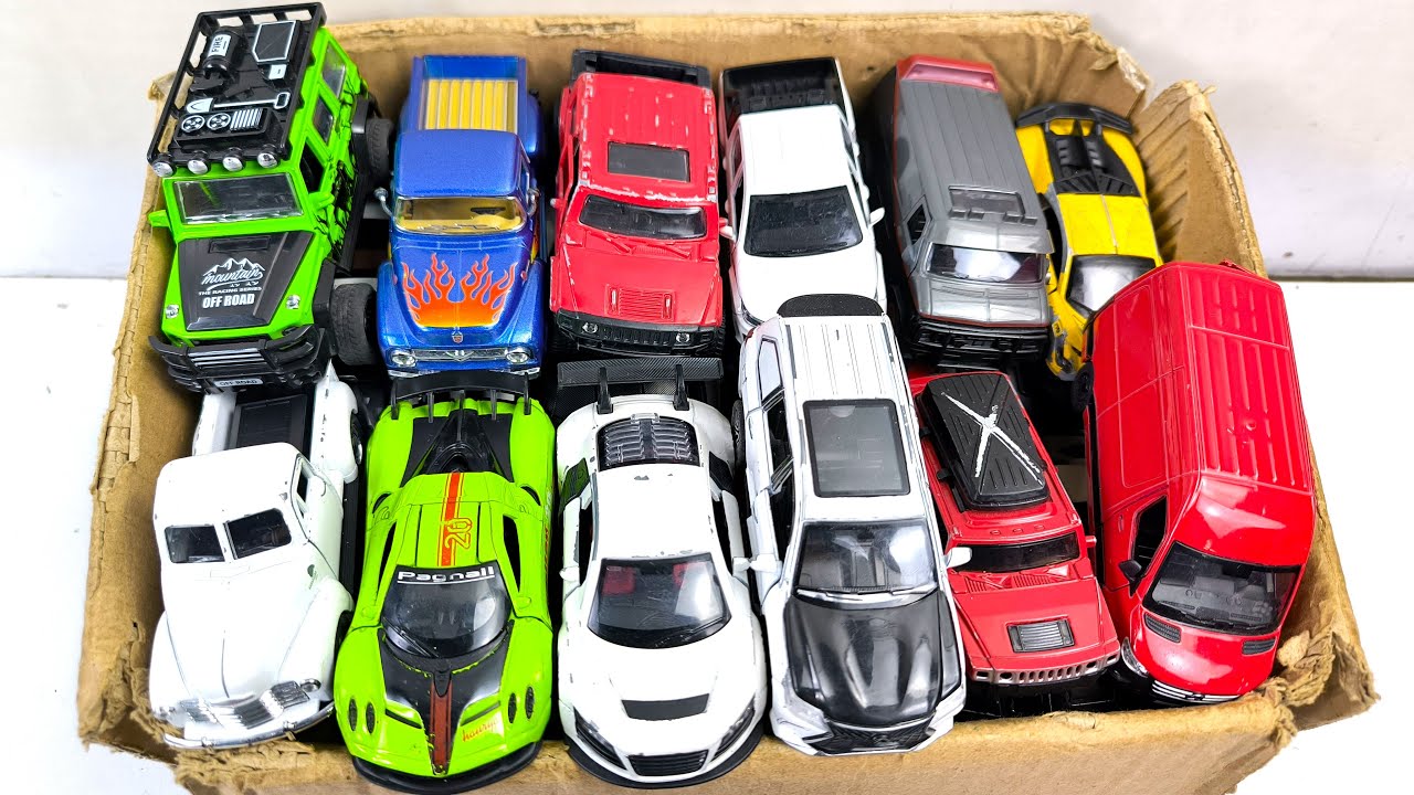 Box Full of Model Cars -Mazda Mx5, Koenigesgg Jesko, Lamborghini Scv12, Byd Yang Wang U8, Toyota Car