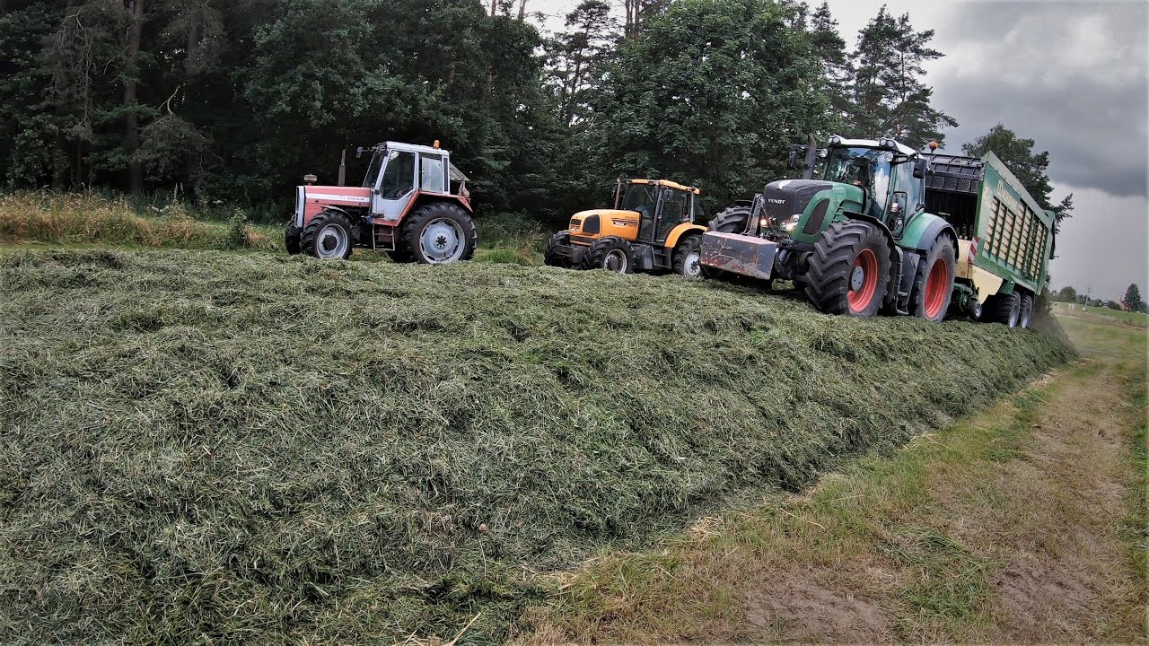 2 Pokos w deszczu na 5 ciągników 2020 !!! Fendt 930 Vario / Krone ZX 470GD / Renault 720 RZ/ MF698