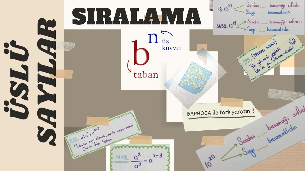 SIRALAMA ®️ ÜSLÜ SAYILAR ®️ 9. SINIF 📢  HİÇ BU KADAR KOLAY OLMADI #üslüsayılarçokkolay #5dakikadaTYT