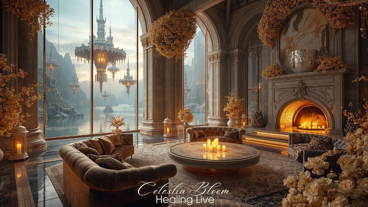 Golden Palace Fireplace Jazz LIVE 24/7 ✨🔥 | Luxury Night Lounge & Deep Relaxation