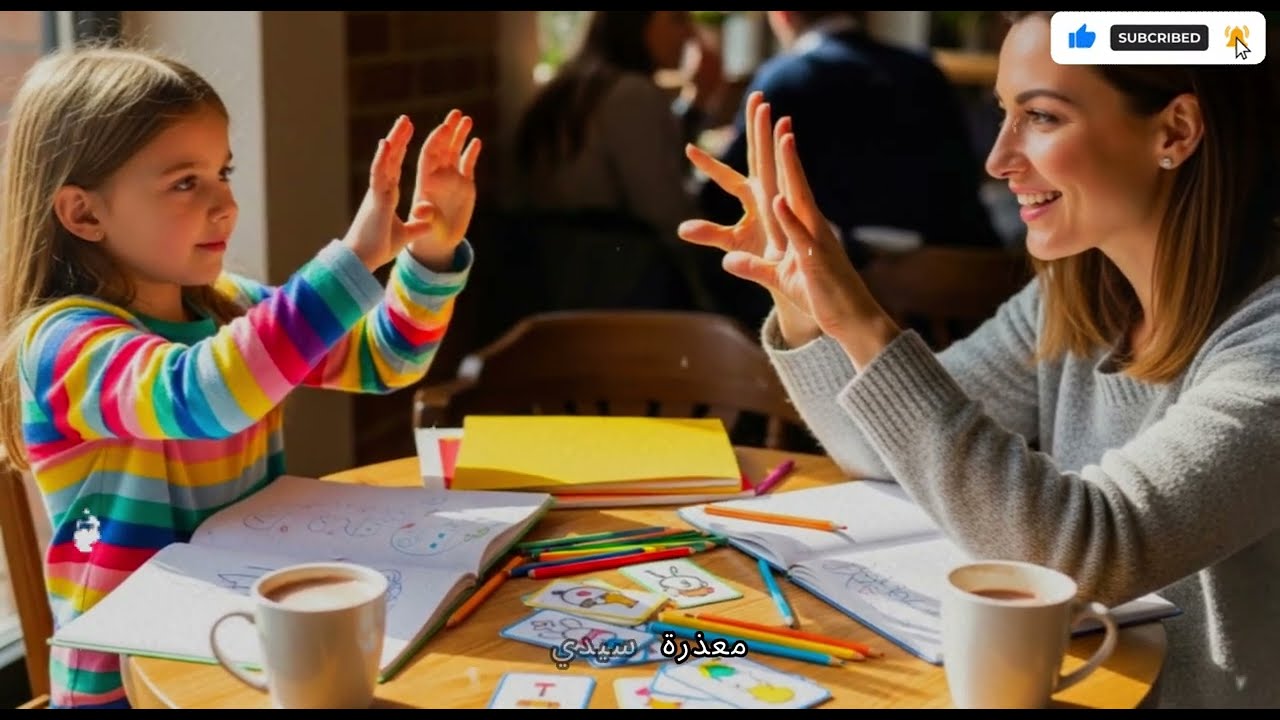 فتاة صماء مسكينة تُشير بلغة الإشارة إلى أبٍ أعزب قائلةً: 