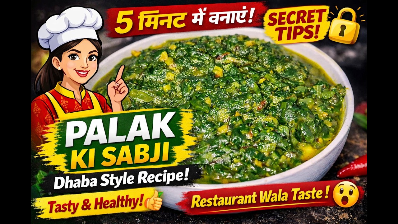 सिर्फ 5 मिनट में बनाएं स्वादिष्ट पालक की सब्जी | Palak ki Sabji Recipe | Palak Sabji Recipe