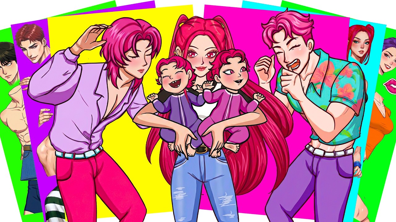 HAPPY FAMILY of HUNTRIX MIRA and SAJA BOYS - KPOP DEMON HUNTERS | Sticker book diy