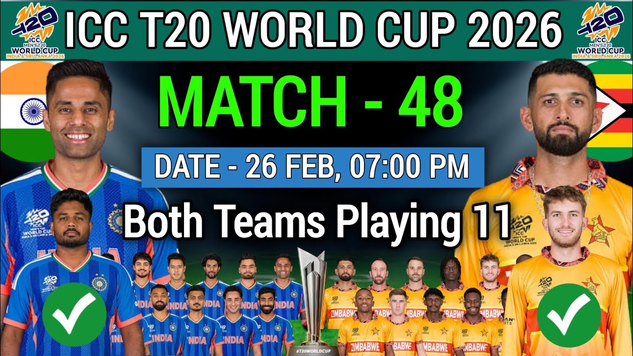 T20 World Cup 2026 | India vs Zimbabwe Match Playing 11 | India vs Zimbabwe T20 World Cup 2026