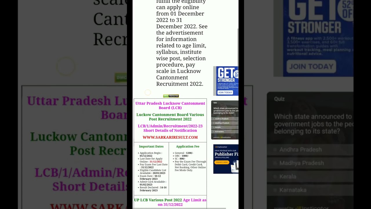 Lucknow Cantonment Board LCB Assistant Teacher, Junior Clerk and Other Post Recruitment 2022