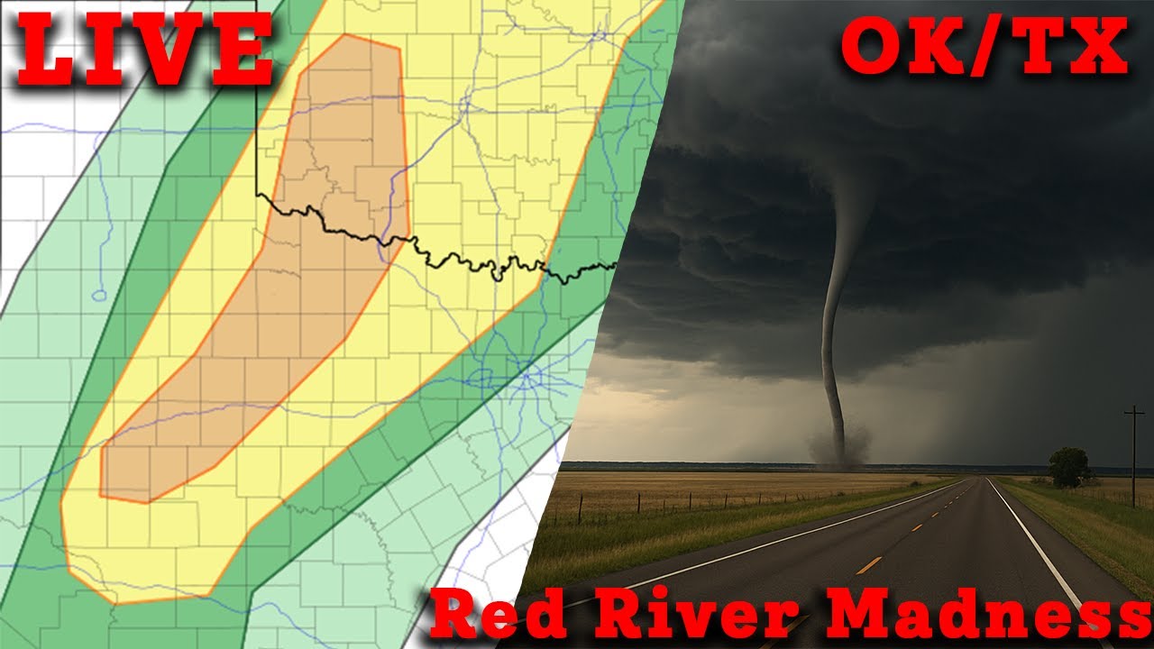 LIVE - Red River Madness - Strong tornadoes and very large hail is expected - STORM CHASER (4/28/25)