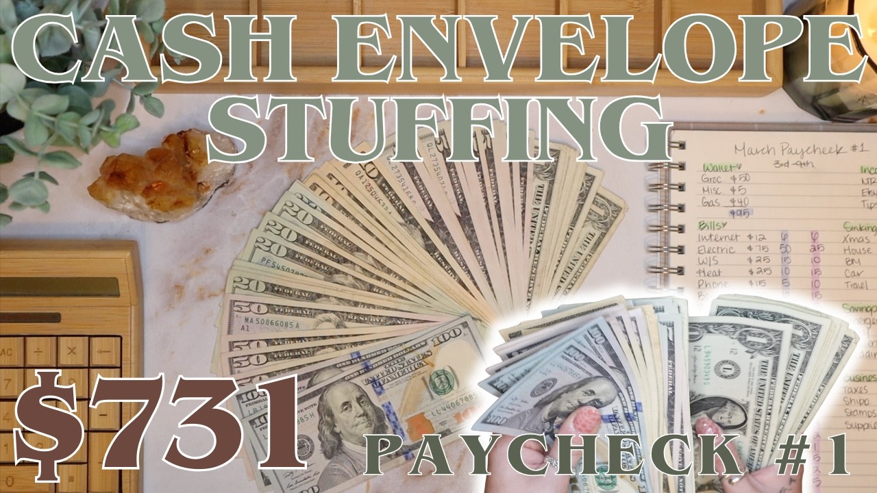 $731 Cash Envelope Stuffing | First Side Income Stuffing Of March | 26 Year Old Budgets