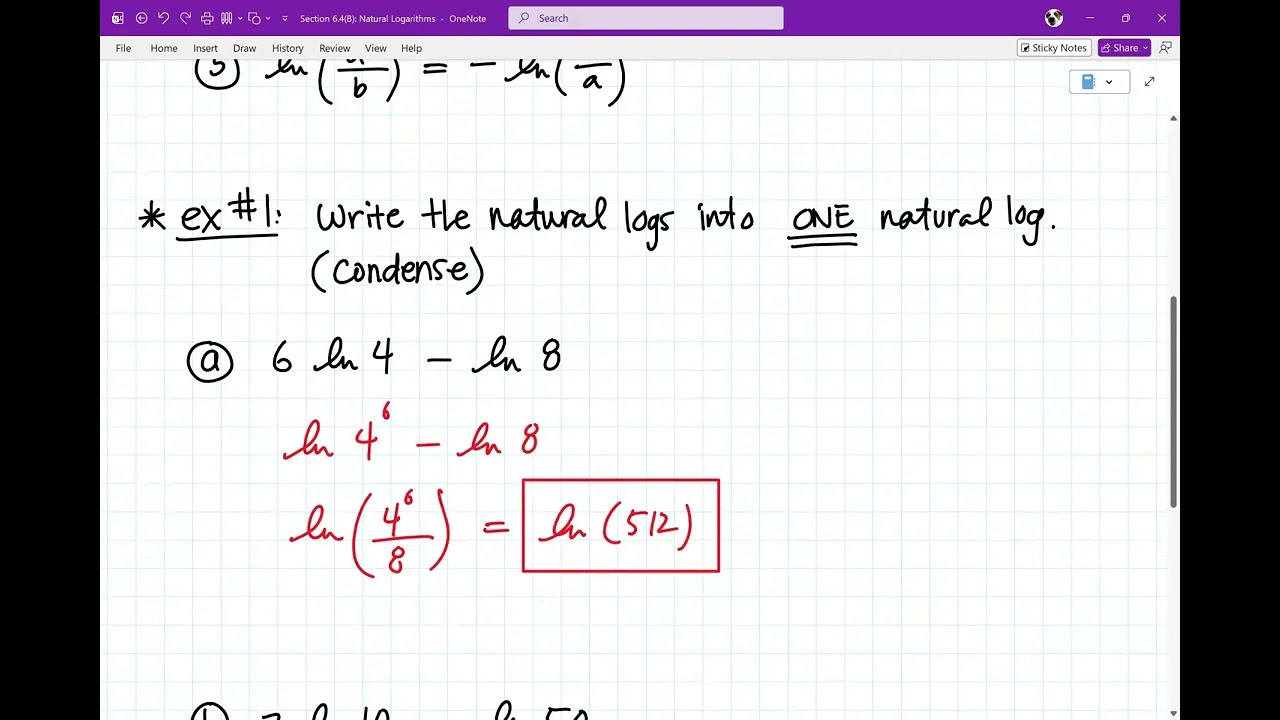 Section 6.4(B): Natural Logarithm Properties