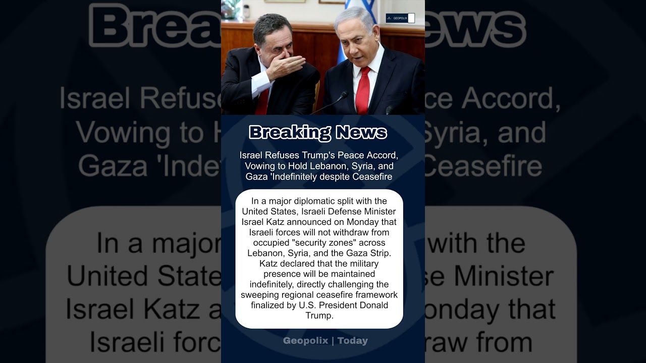 Israel Refuses Trump's Peace Accord, Vowing to Hold Lebanon, Syria, and Gaza despite Ceasefire