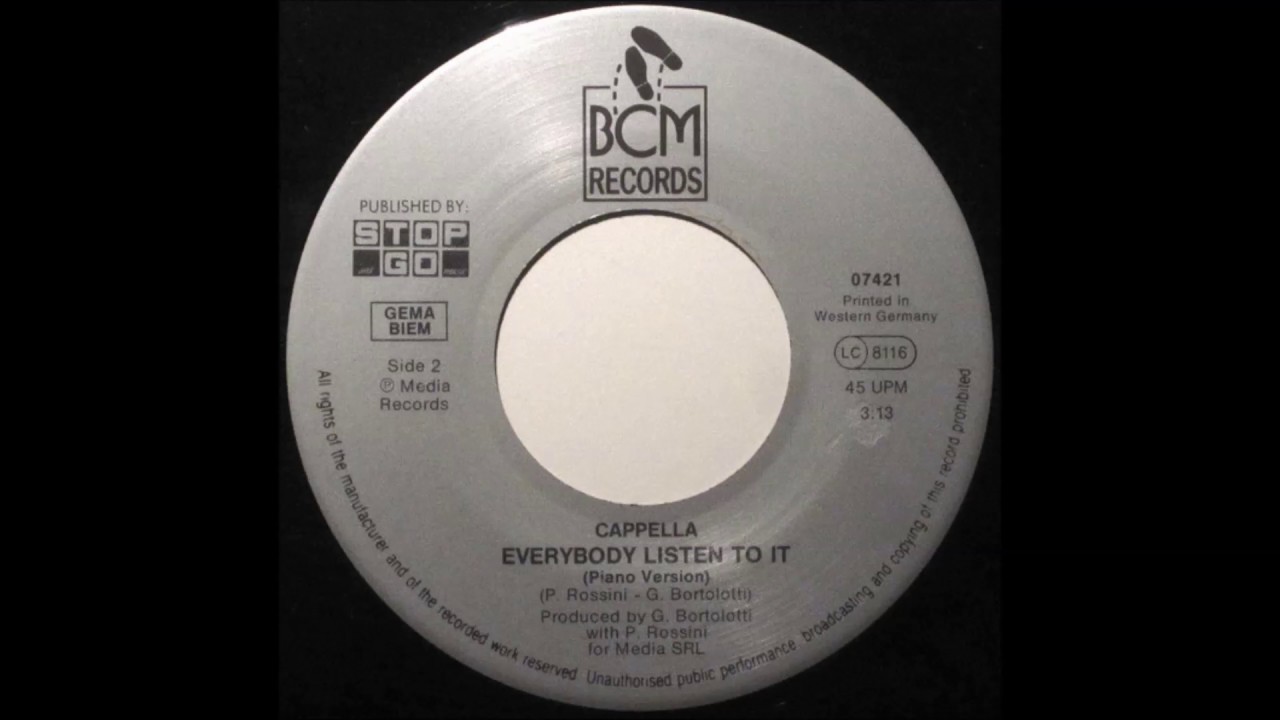 Cappella - Everybody Listen To It (Piano Version)