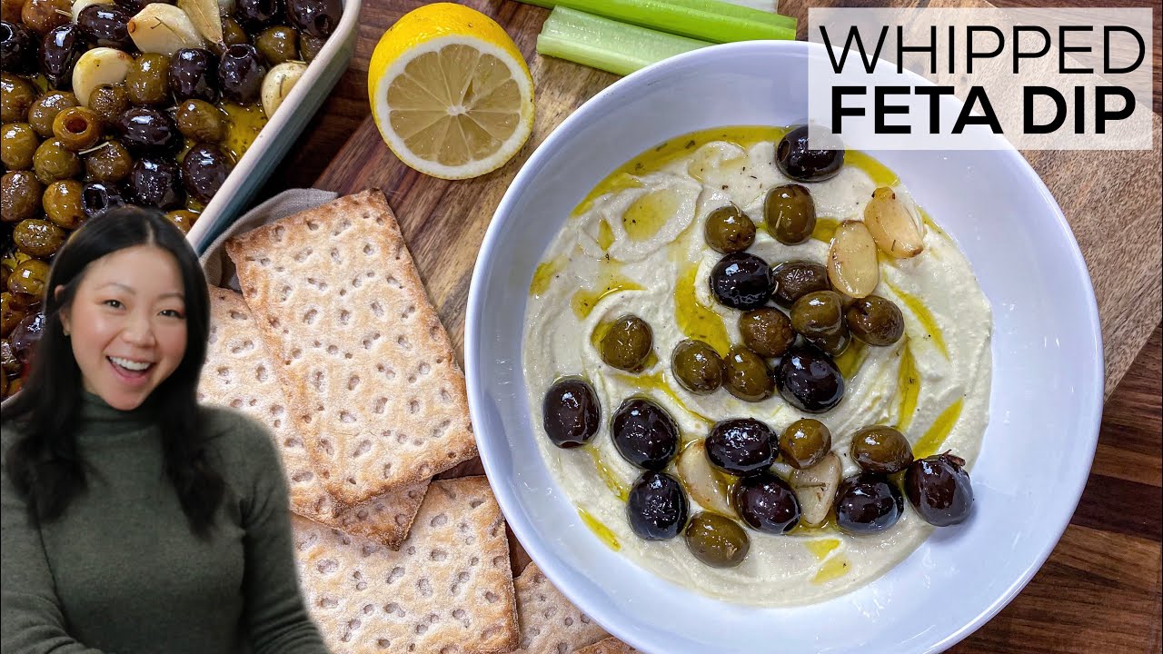 WHIPPED FETA DIP w/ Roasted Garlic and Olives | Easy Appetizer That Will Impress Anyone! Gluten-Free