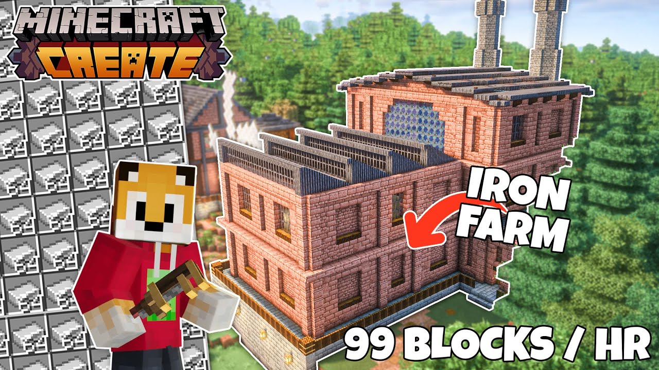 I built an INCREDIBLE IRON FARM in Minecraft Create Mod