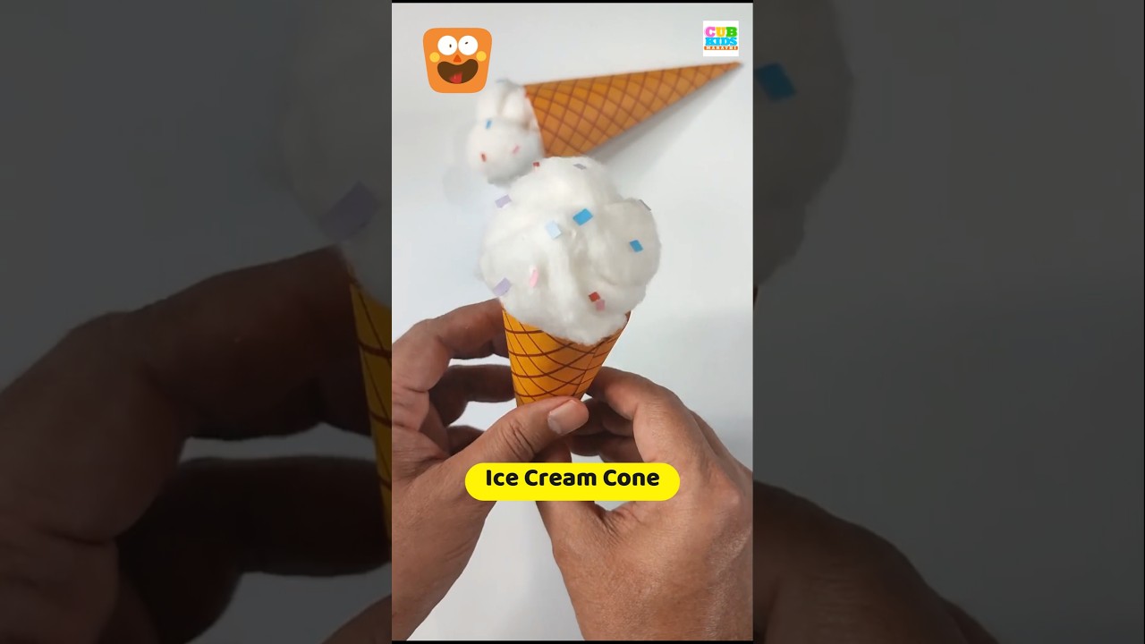 DIY Paper Ice Cream Cone #cubkidsmarathi #shorts #easycraft