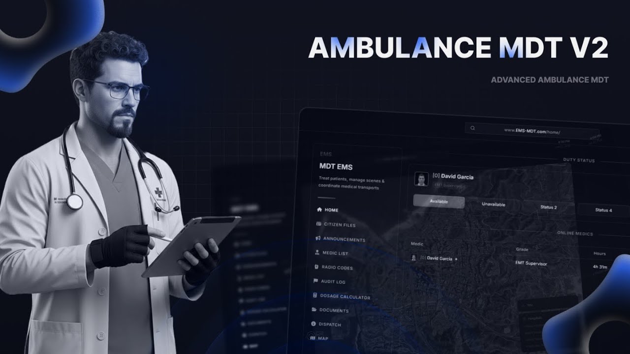 FiveM Ambulance EMS MDT & Dispatch V2 [ESX & QBCore & QBOX]