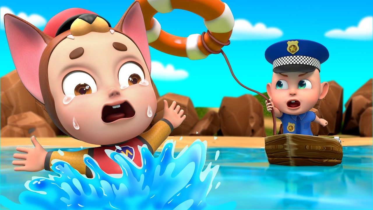 Police Rob Rescues Hank at the Beach | Police Baby Song | Rosoo Nursery Rhymes & Kids Songs