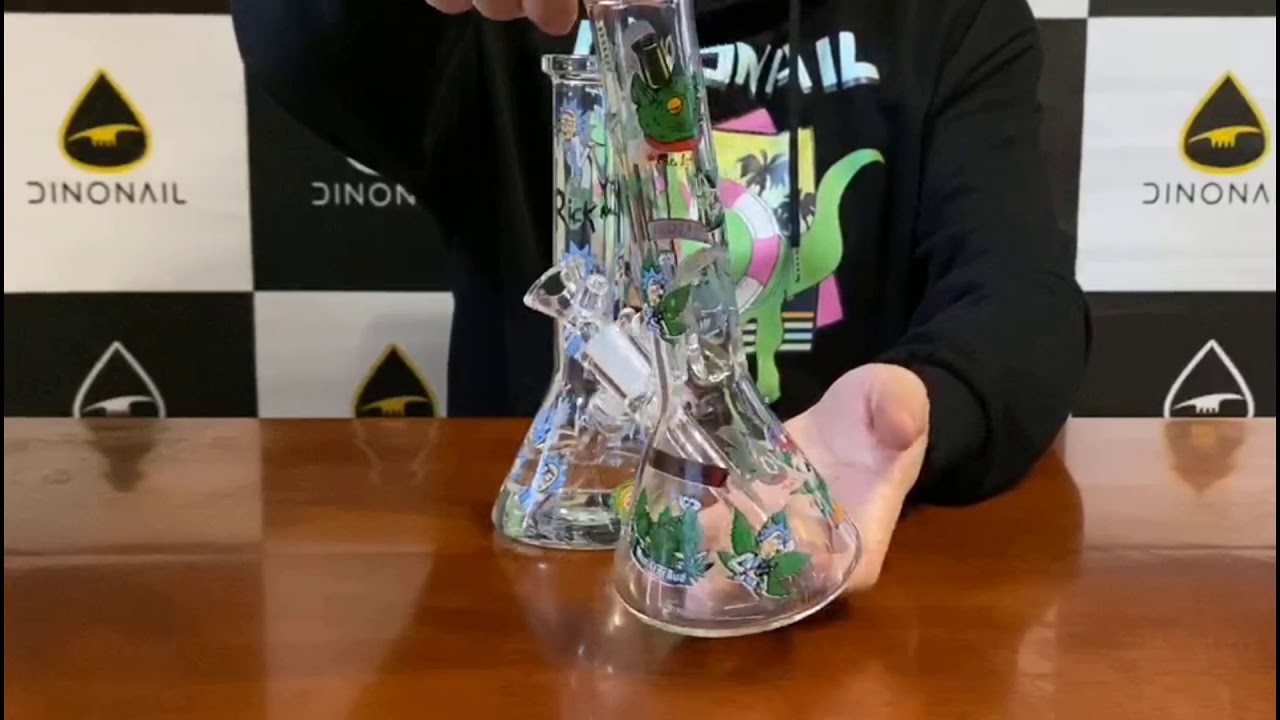 thedinonail.com--RICK AND MORTY GLASS BEAKER BONG   COMES WITH BOWL AND DOWNSTEM 14MM JOINT