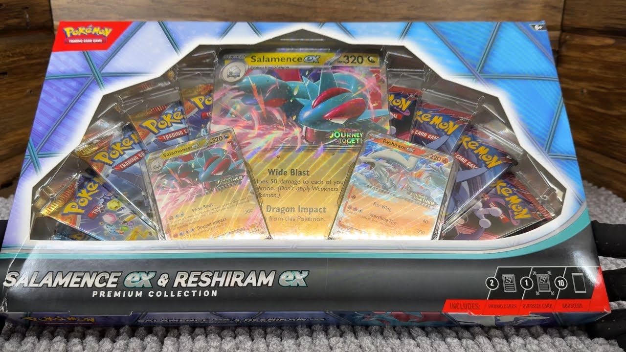 1st Pack Magic! Unboxing Pokémon Premium Collection: Salamence ex & Reshiram ex (No Talking)