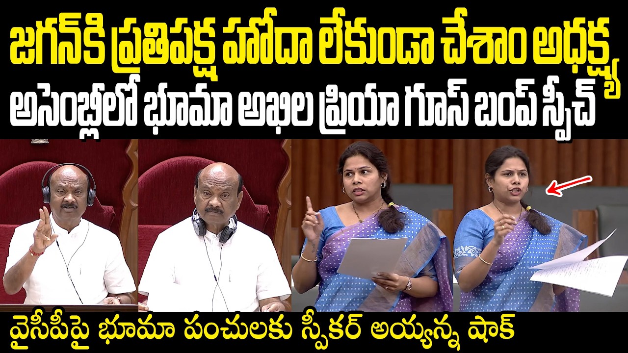Bhuma Akhila Priya స్పీకర్ అయ్యన్నపాత్రుడు వద్దంటున్న వినకుండా జగన్ పై రెచ్చిపోయిన భూమా అఖిల ప్రియా