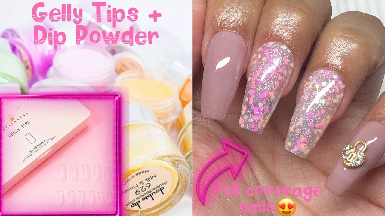 Pink Glitter Coffin Nails ft. DoubleDip Full Cover Tips & Dip Powder | Easy Manicure at Home