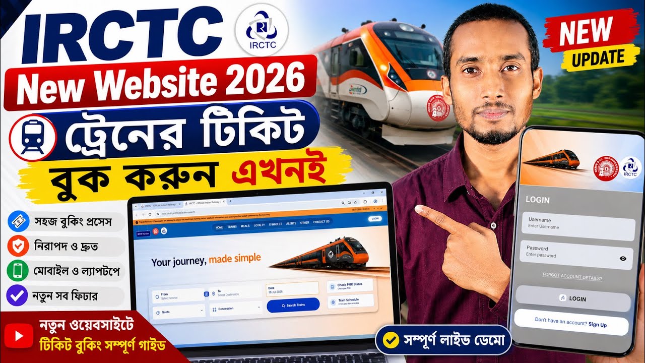 IRCTC New Website 2026 | How to Book Train Ticket Online | Train Ticket Booking Full Process Bangla