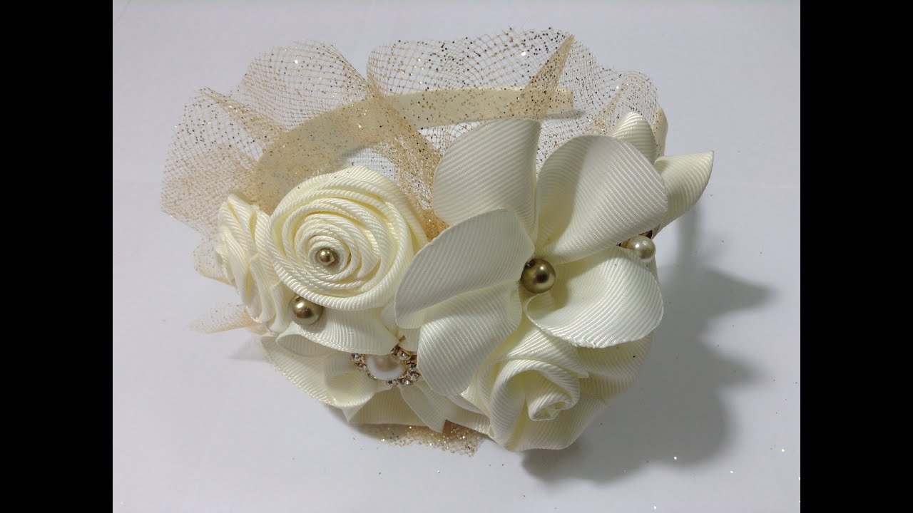 Tocado de flores en diadema VIDEO No. 329