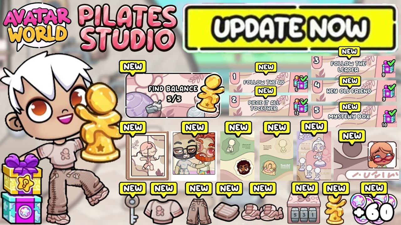 UPDATE RAHASIA PILATES STUDIO DAN KLAIM 60 AW KOIN GRATIS, AVATAR WORLD