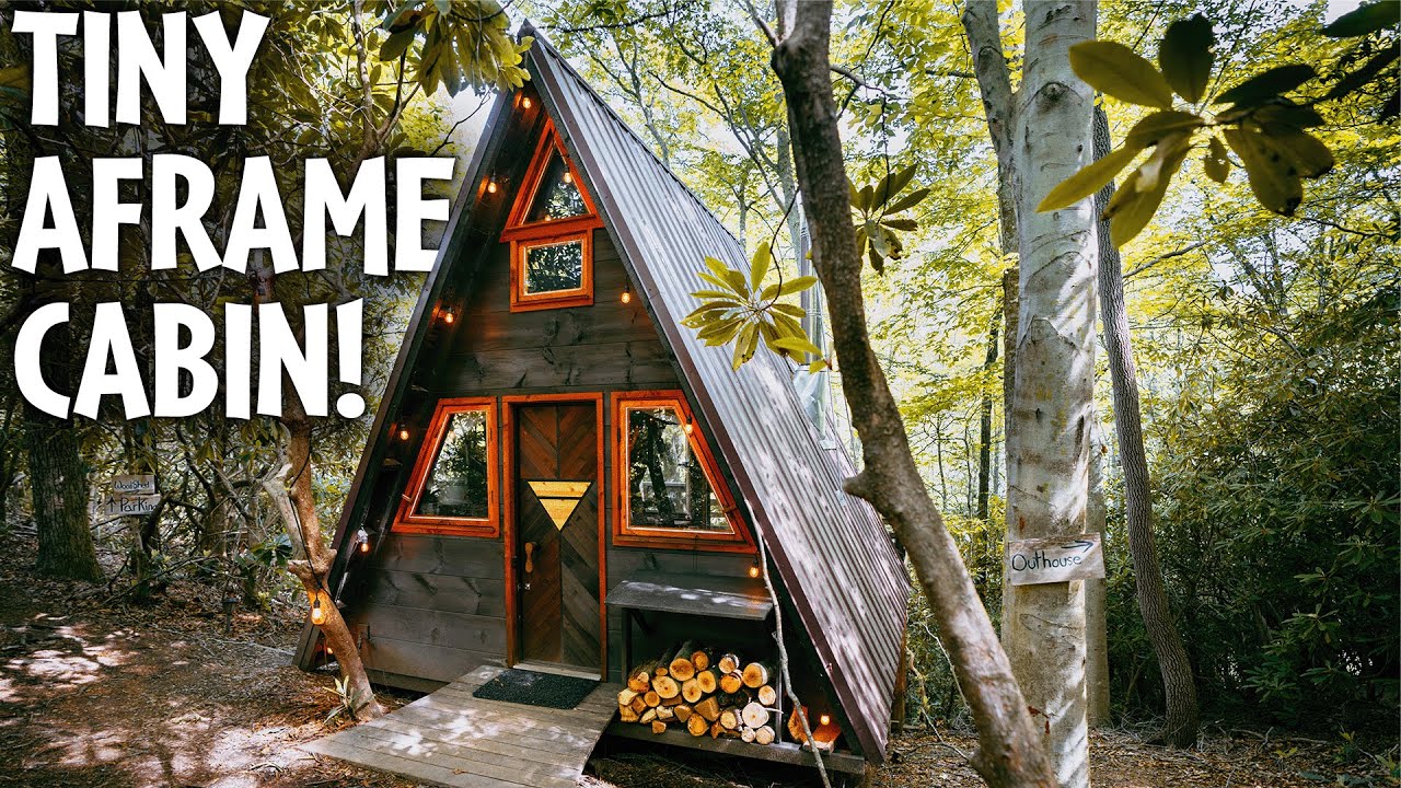 Tiny house A-frame cabin in the Mountains! (Full airbnb tour) #aframe #aframeairbnb #airbnbtour