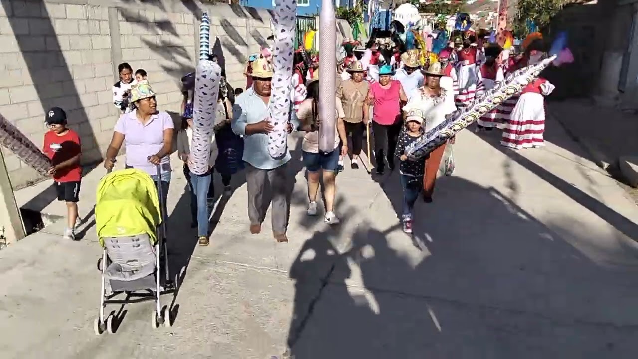 Chinelos de santa cruz vista hermosa en la calenda de la  comunidad de Guadalupe del Recreo 