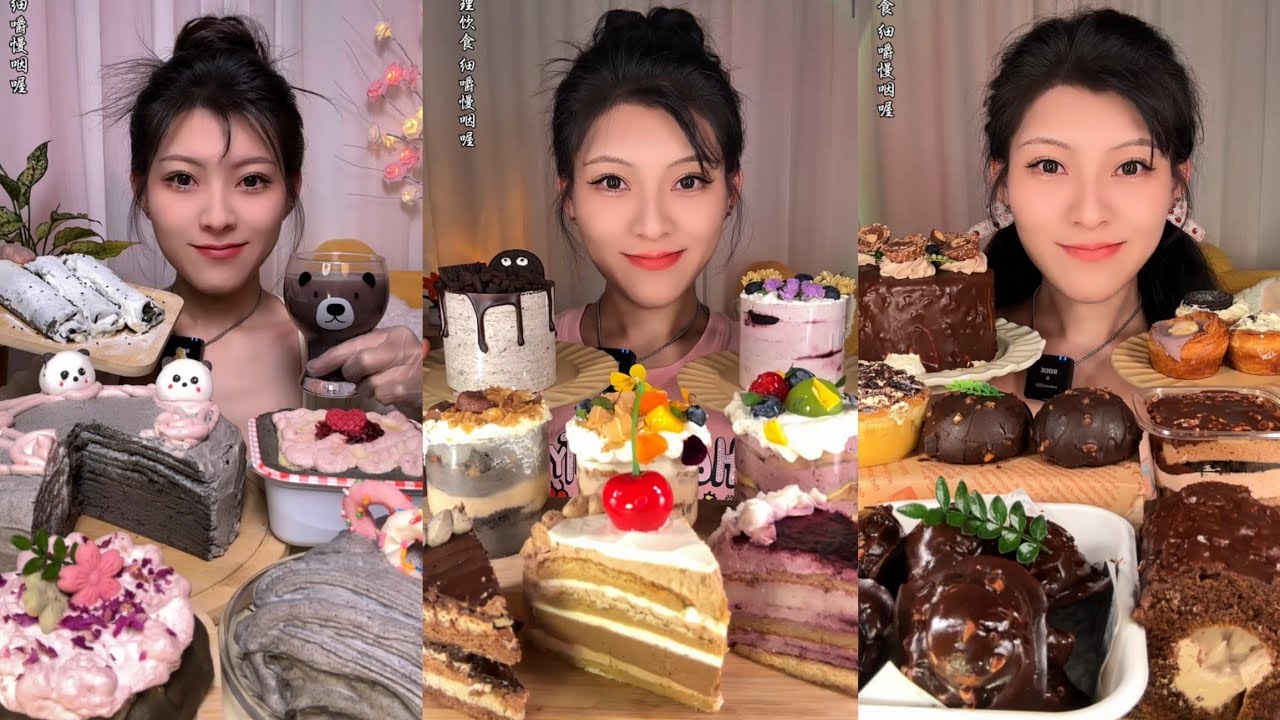 Chocolate Crepe&Chocolate PearlsCAKE 🎂🍰 & DessertASMR/EatingShow Challenge#cream #cake #asmr#mochi