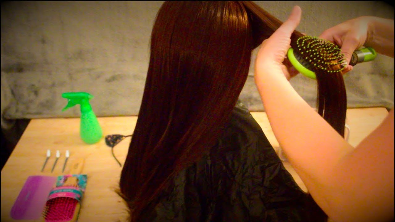 Asmr  - Mannequin Hair Play with Soft Humming and Soft Speaking