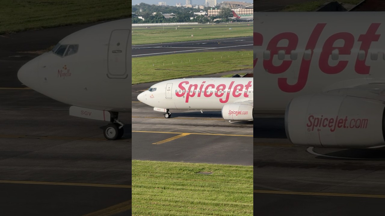 SpiceJet B737 Waits for IndiGo A320neo Landing &ndash; Epic Airport Runway Action!  #SpiceJet #Boeing #737