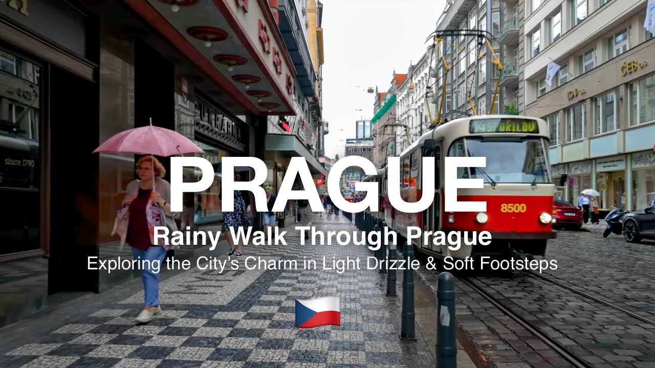 Rainy Walk Through Prague 🇨🇿 | 4K HDR ASMR | Gentle Raindrops and City Life