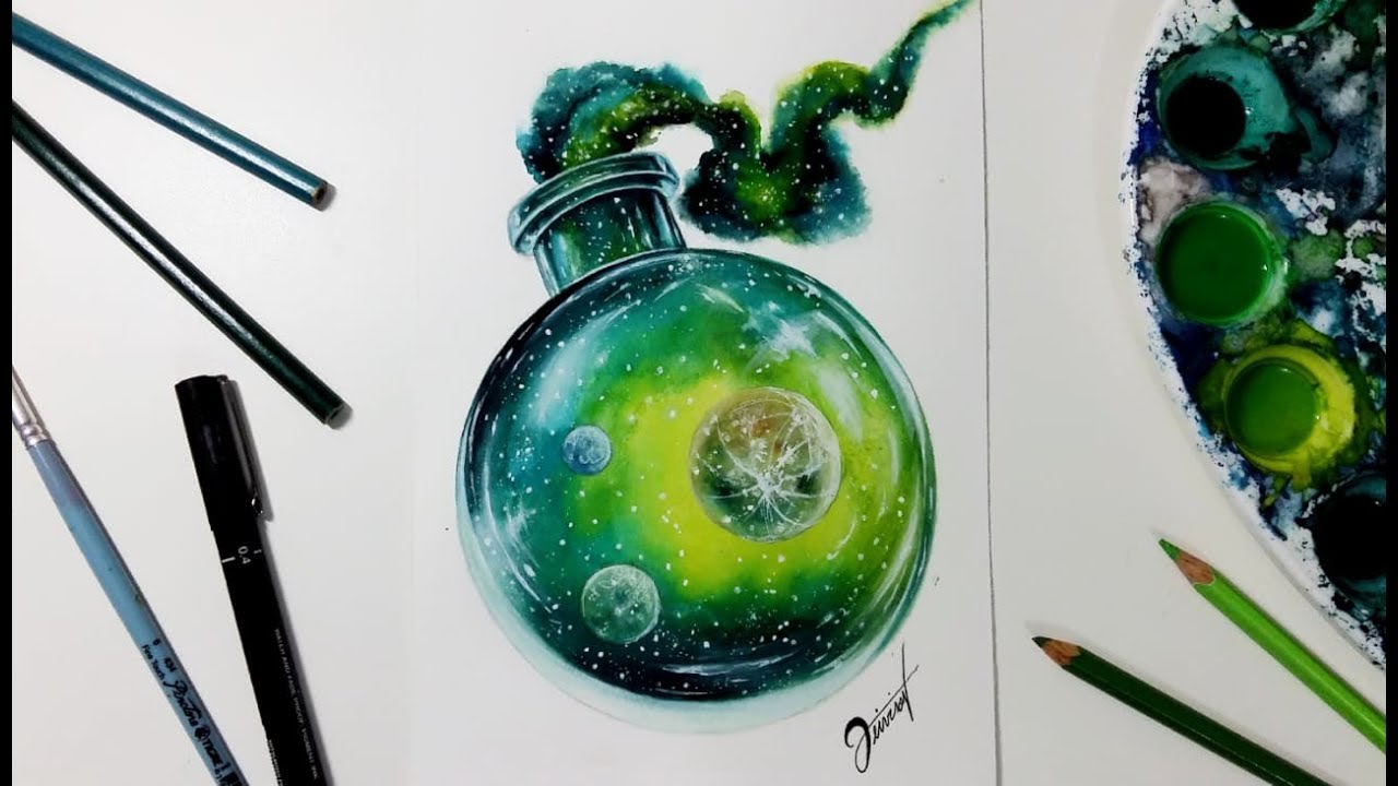 Speed drawing - GALAXY POTION 【Aquarela /Watercolor Speedpaint】