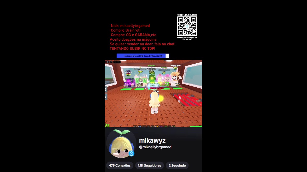 🌷 AO VIVO NO ROBLOX 💕 ROUBE UM BRAINROT! 🥳SUBINDO NO TOP GLOBAL!❤#roblox #shorts