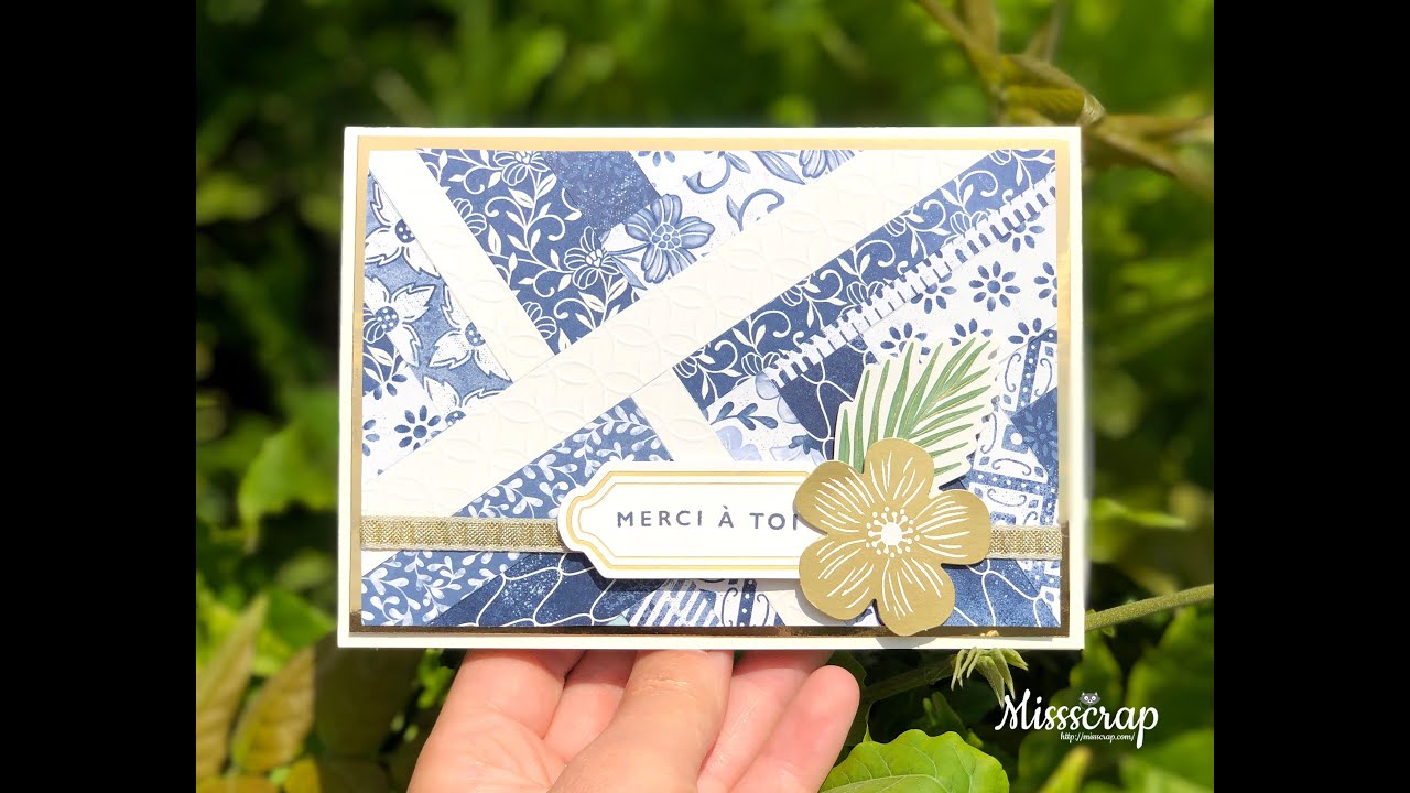 Live FB #32: Herringbone technique card / carte avec collage en chevrons