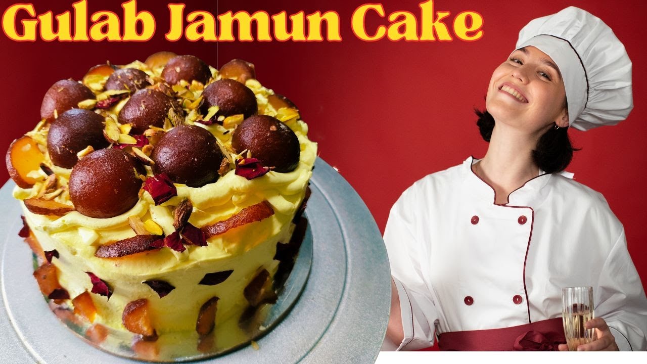 गुलाब जामुन केक | gulab jamun cake | cake with gulab jamun | Gulab Jamun Cake Without Egg & Oven