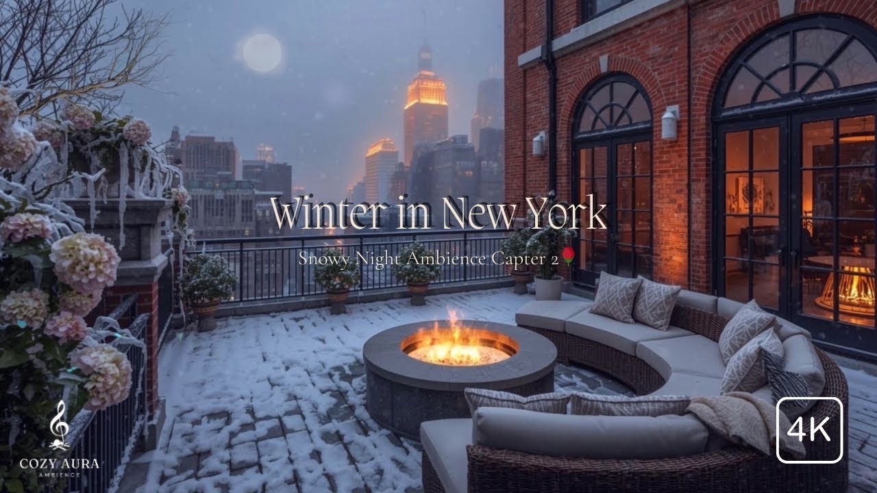 Smooth Jazz Music Winter in New York Cozy Balcony for Work Music Backgound, Focus, Deep Sleep