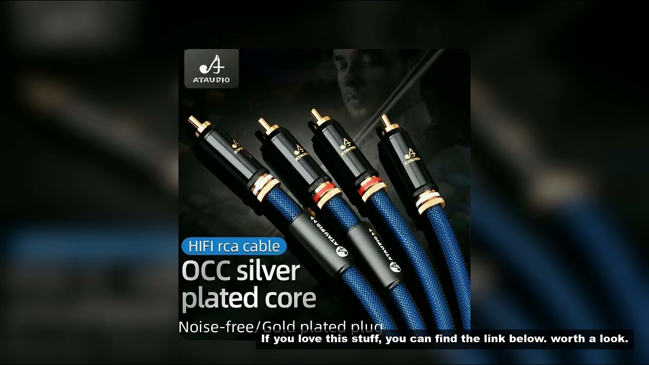 A Pair Hifi RCA Audio Cable OCC Silver Plated RCA Interconnect Cable with Self Locking Gold Plated R