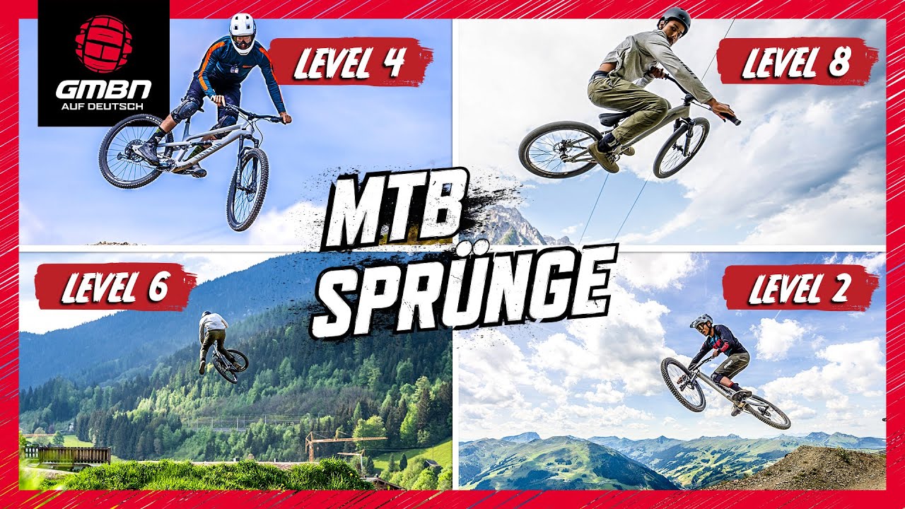 9 Level von Sprüngen mit dem Mountainbike