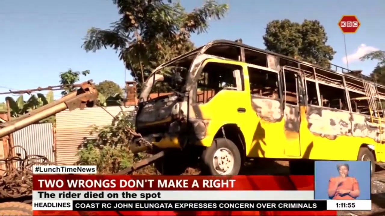 Boda boda operators torch a school bus in Embu