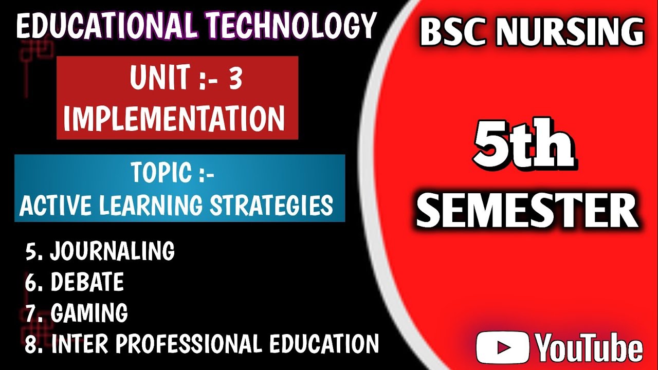 ACTIVE LEARNING STRATEGIES || PART 2 || UNIT 3 EDUCATIONAL TECHNOLOGY || BSC NURSING 5TH SEMESTER ||