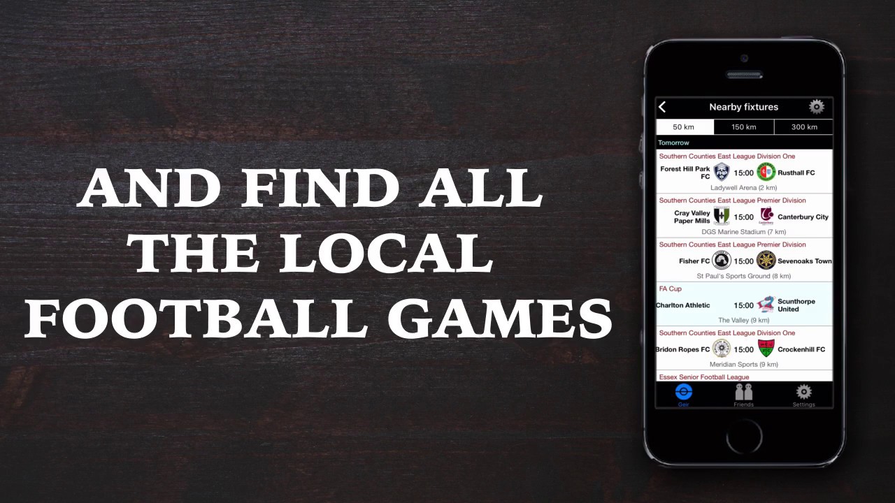 The Groundhopper app: Matches Nearby