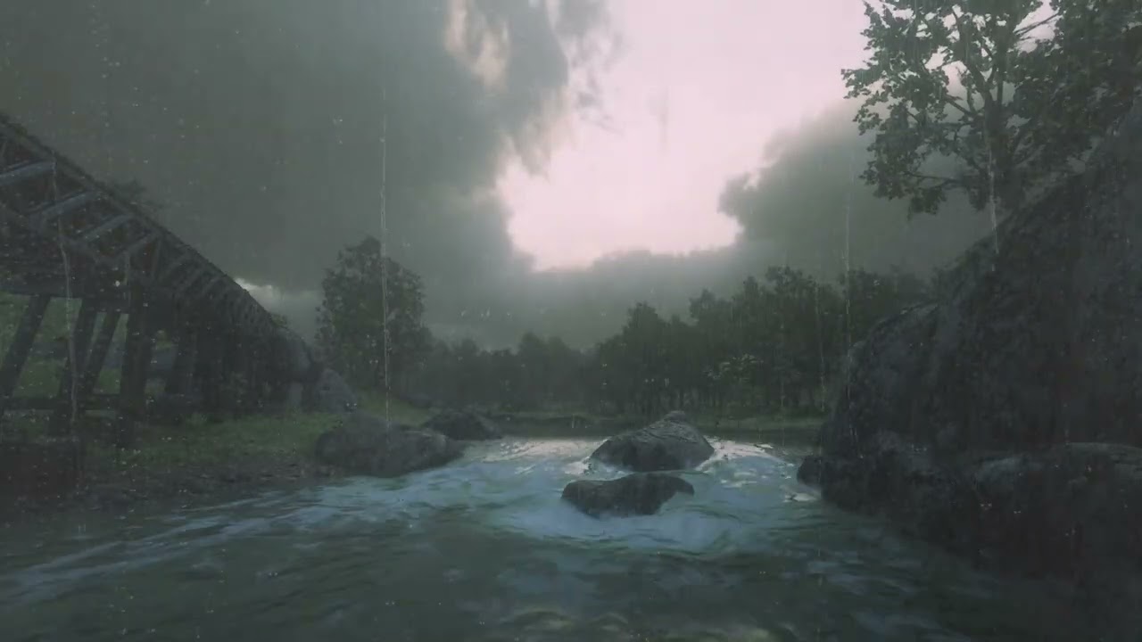 Heavy Rain Sounds for Deep Sleep | Powerful Storm ASMR | RDR 2